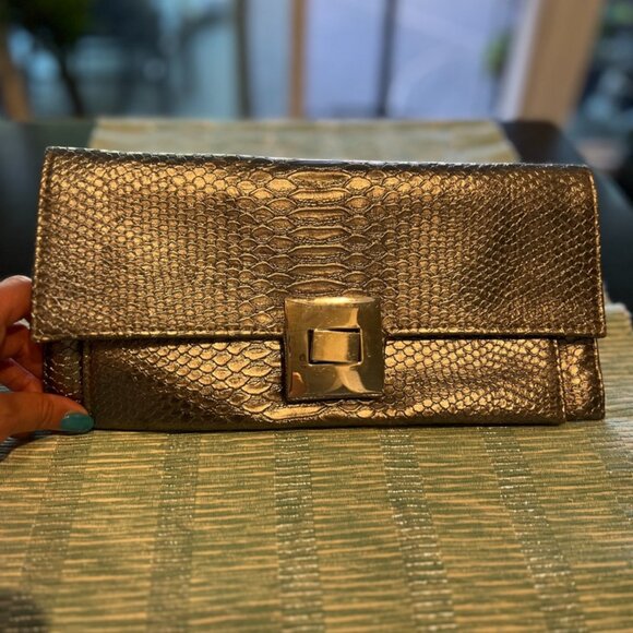Pewter Envelope Python Stamped Evening Bag - Picture 1 of 7
